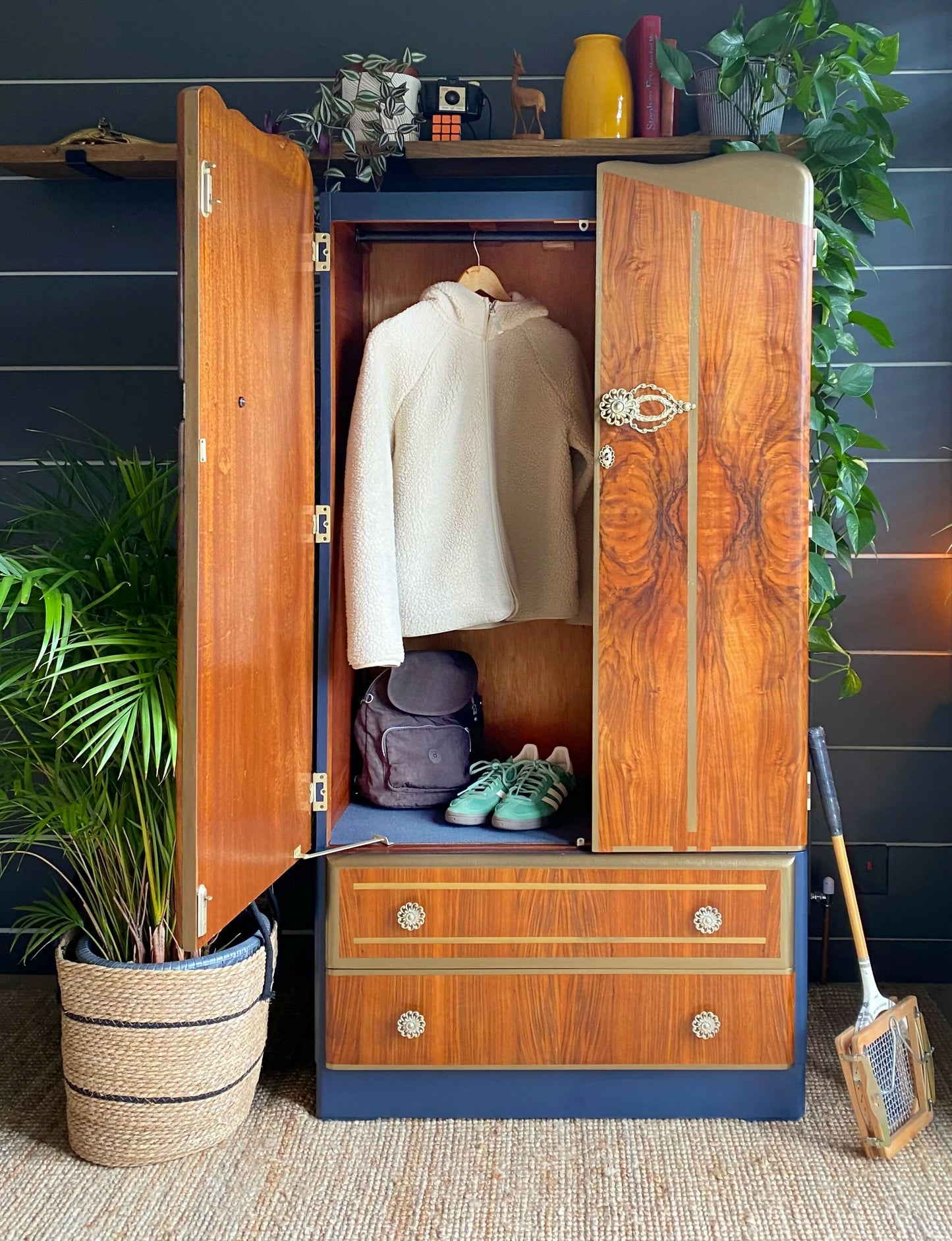Wardrobe, Armoire, Coat Cupboard, Hallrobe, Hallway Storage, Mid Century Retro Vintage.