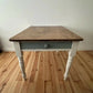 Antique Pine Farmhouse Kitchen Table Scrub Stripped Rustic Top With End Drawer