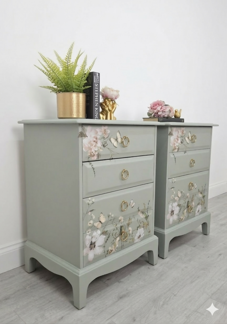 Stag minstrel green bedside tables