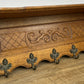 Coat Rack Vintage French Carved Oak Wall Mounted 5 Hooks Rack Hanger LOT 6210