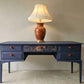 Luxe Navy Blue Hand Painted Stag Minstrel Classic Vintage Dressing Table Desk