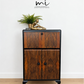 Refurbished Petit Art Deco Burl Walnut Cocktail Cabinet, black and gold drinks cabinet