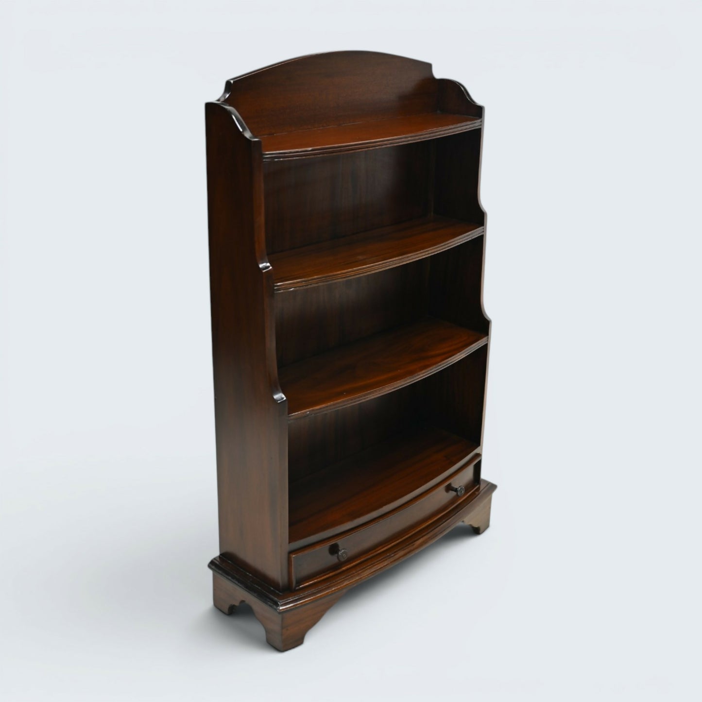 Mahogany Waterfall Bookcase 1 Drawer 4 Shelves Vintage Repro FREE UK Delivery*
