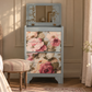 Vintage Lebus Dressing Chest, Chest of Drawers, Lift-Up Mirror, Floral Upcycled Furniture