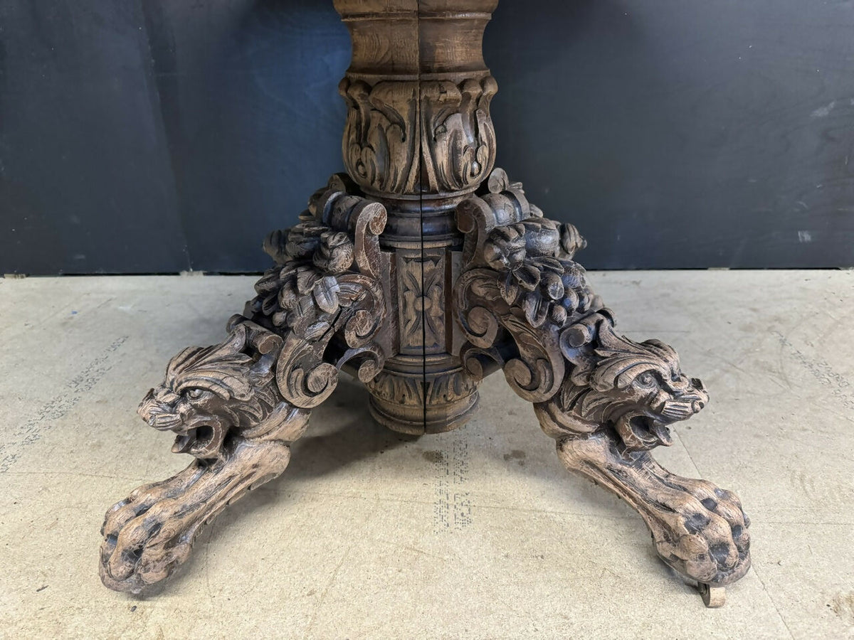 French Carved Oak Hunting Table