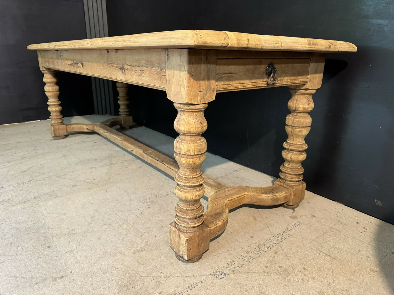 French Oak Farmehouse Dining Table with 2 Drawers