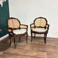 Pair Of French Louis XV Style Walnut Bergere Elbow Chairsv
