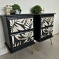 Black and Gold Leaf Bedsides drawers