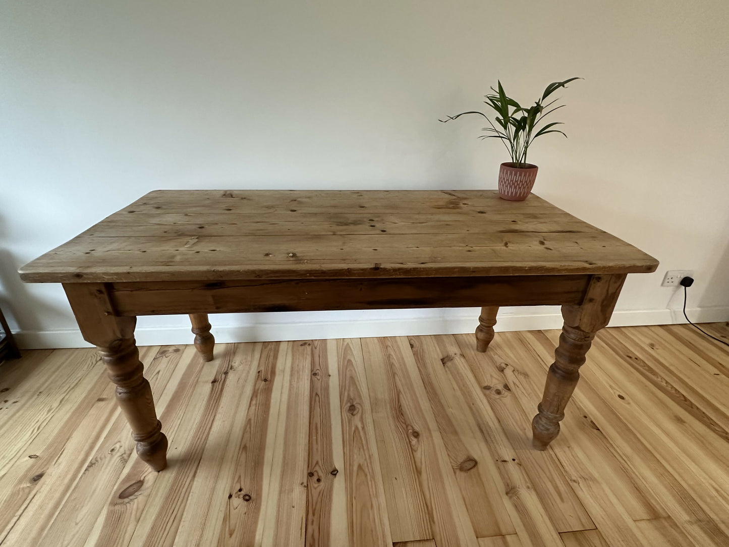 Vintage Farmhouse Dining Table Rustic Large Farmhouse Solid Stripped Pine