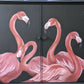 Hand painted Flamingo drinks cabinet