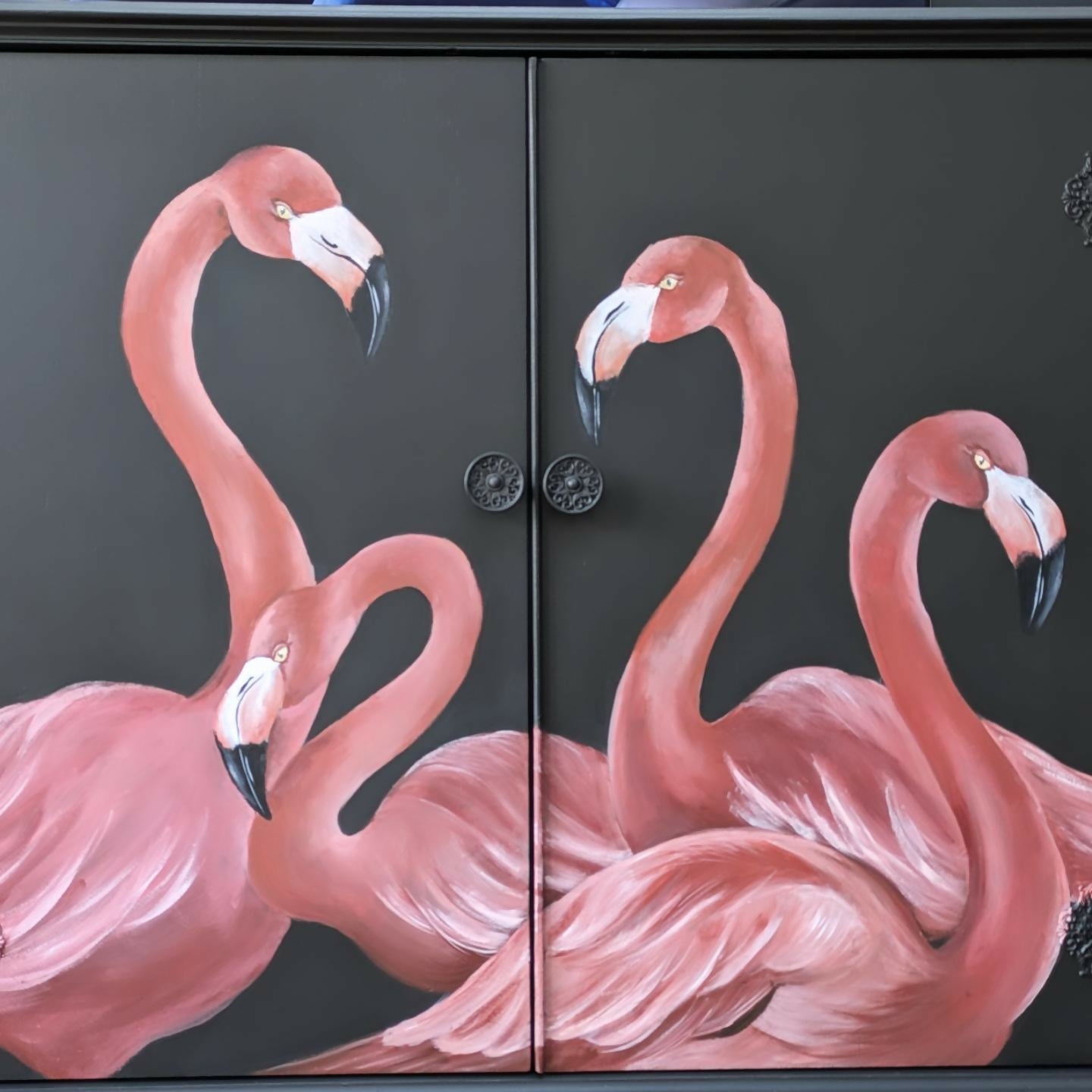 Hand painted Flamingo drinks cabinet