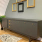 Dark grey Thomas & Greaves 7ft sideboard in dark grey