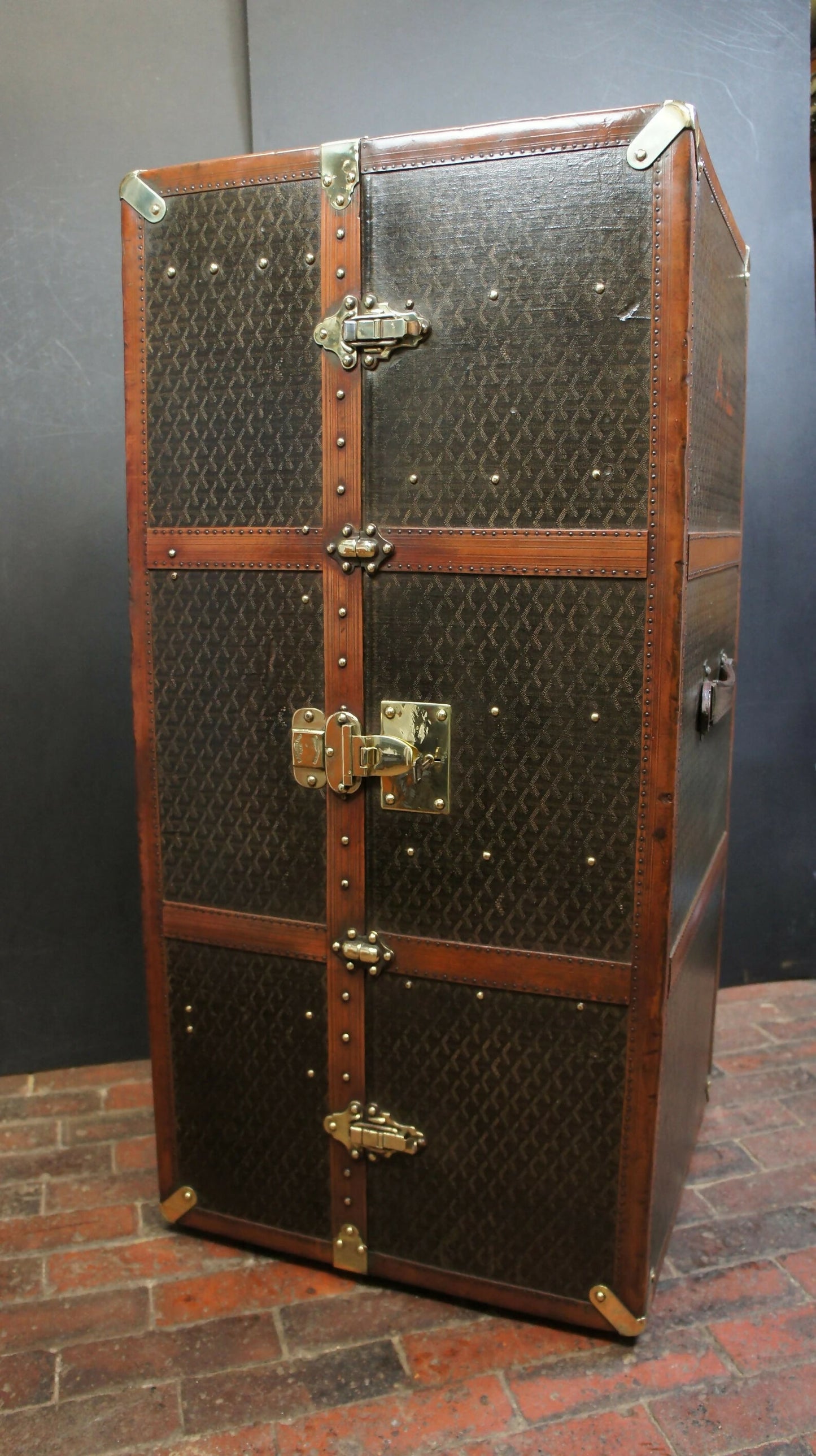 Large Vintage Storage Trunk by Goyard with Key