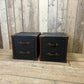 Black Leather Brown Trimmed Handmade Luxury Bedroom End Tables