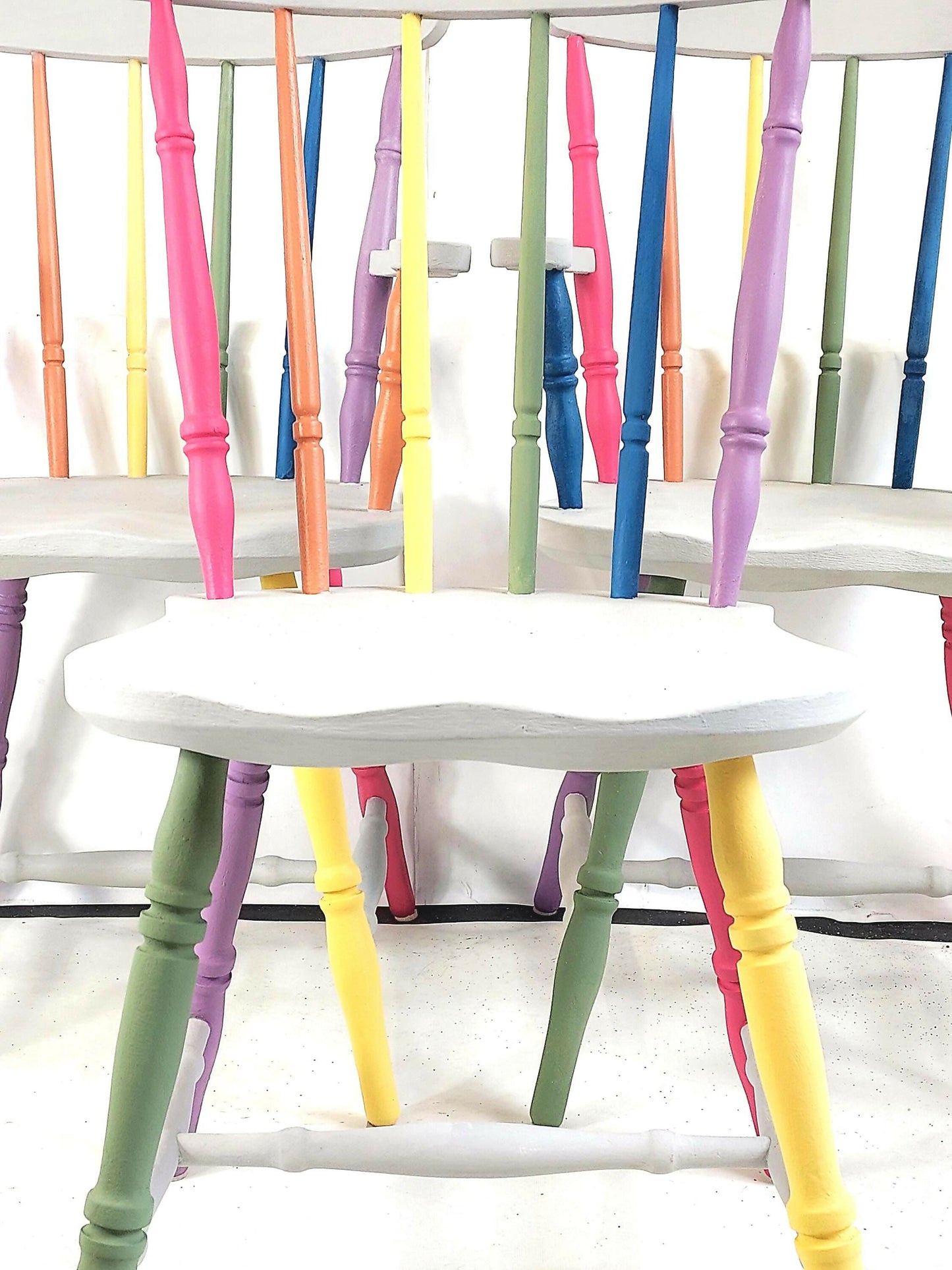 Rainbow Colour Solid Wood Farmhouse Dining Table And Chairs