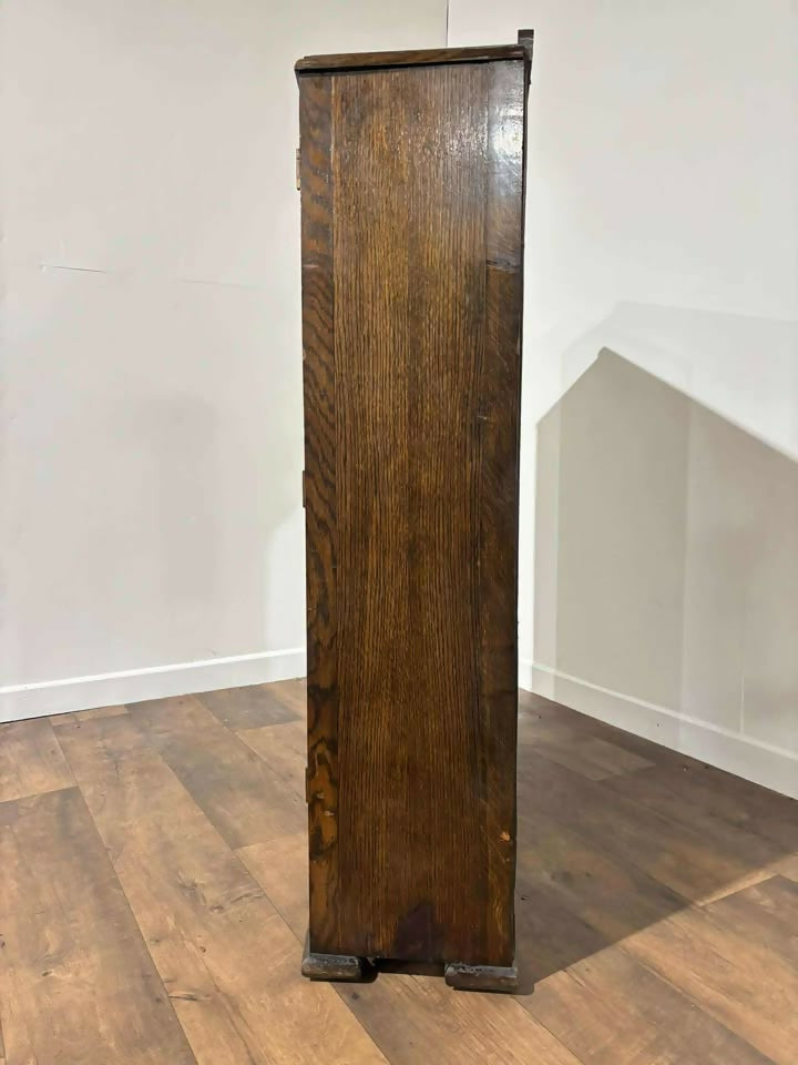 Vintage 1940s Oak Two Door Glazed Bookcase