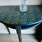 Half Moon Hall Table Upcycled/Refurbished Blue and Gold