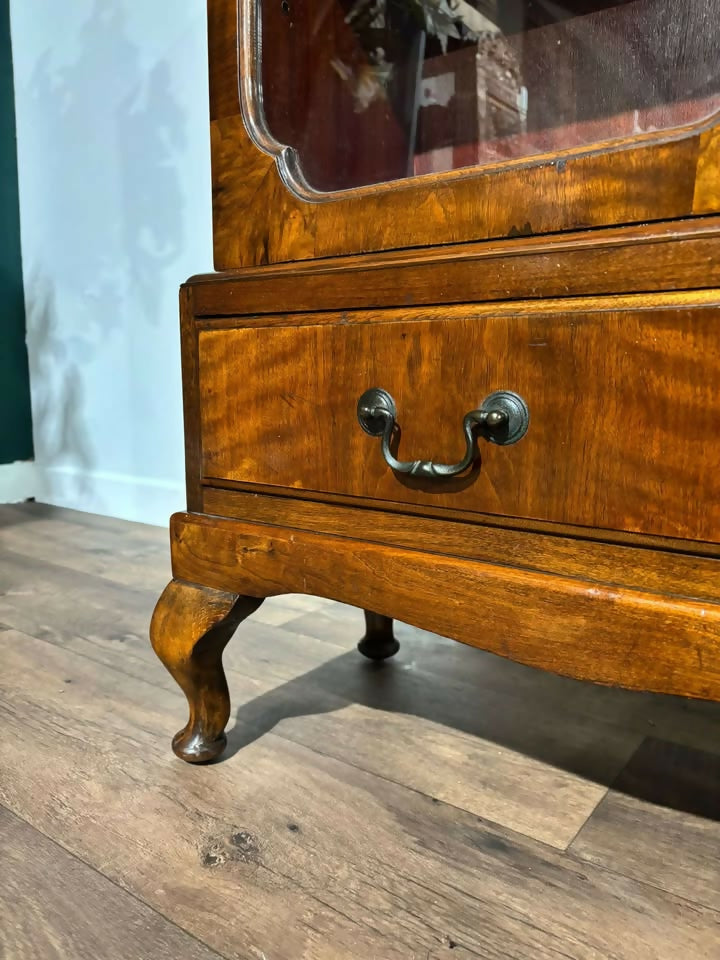 1930's Walnut Display Cabinet