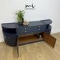 Mid Century Nathan teak modular sideboard set in navy blue, tv stand, media unit, retro corner cupboard, console, cocktail cabinet drinks