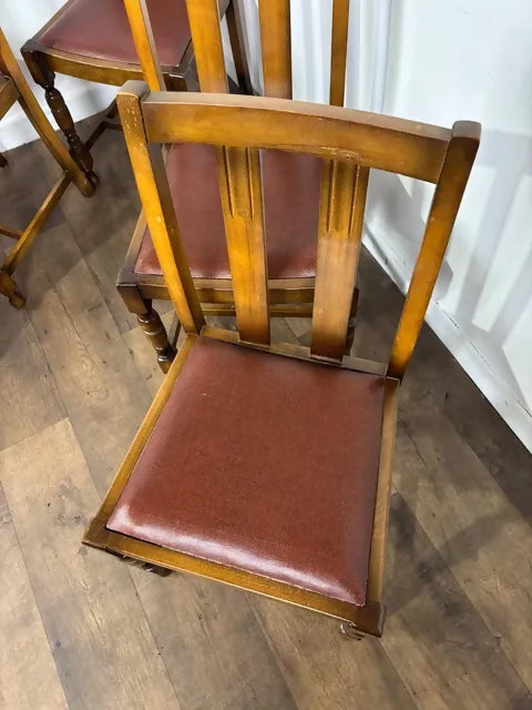 Vintage Set Of Six Oak Dining Chairs
