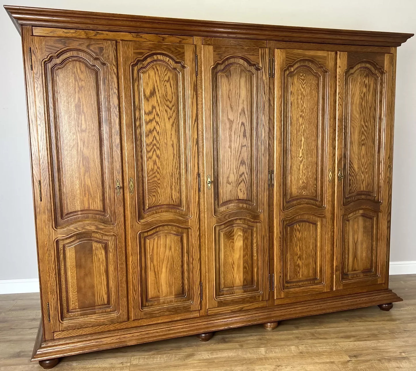 Wardrobe Vintage French Style Five Door Carved Large Storage Armoire LOT 4987