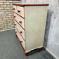 Large Victorian Chest 2 Over 3 Drawers Painted Salmon & Red Ornate Ball Feet