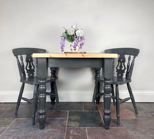 SOLD Farmhouse table and two chairs