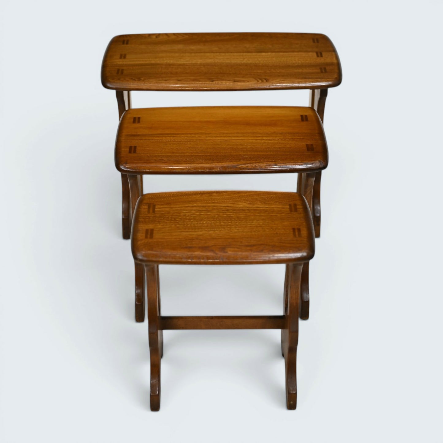 Ercol Nest Of Tables Golden Dawn Finish Vintage Ercol's Badge Elm FREE Delivery*