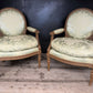 Generous Pair French Bergere Arm Chairs