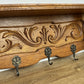 Coat Rack Vintage French Carved Oak Wall Mounted 5 Hooks Rack Hanger LOT 6367