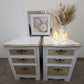 Pair of Vintage Bedside Cabinets in White with Metallic Champagne Detailing