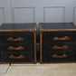 Black Leather & Tan Leather Bedside Drawers