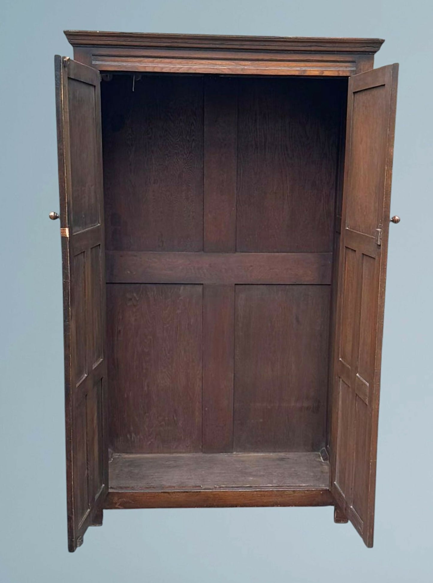 Oak Linen Fold Double Door Wardrobe