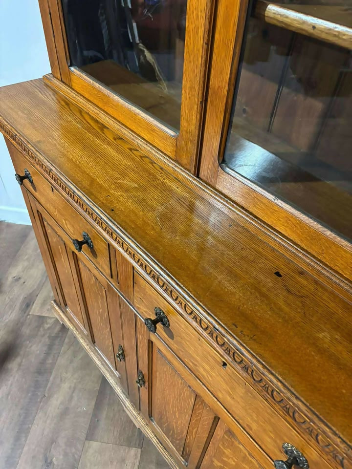 Victorian Golden Oak Library Bookcase