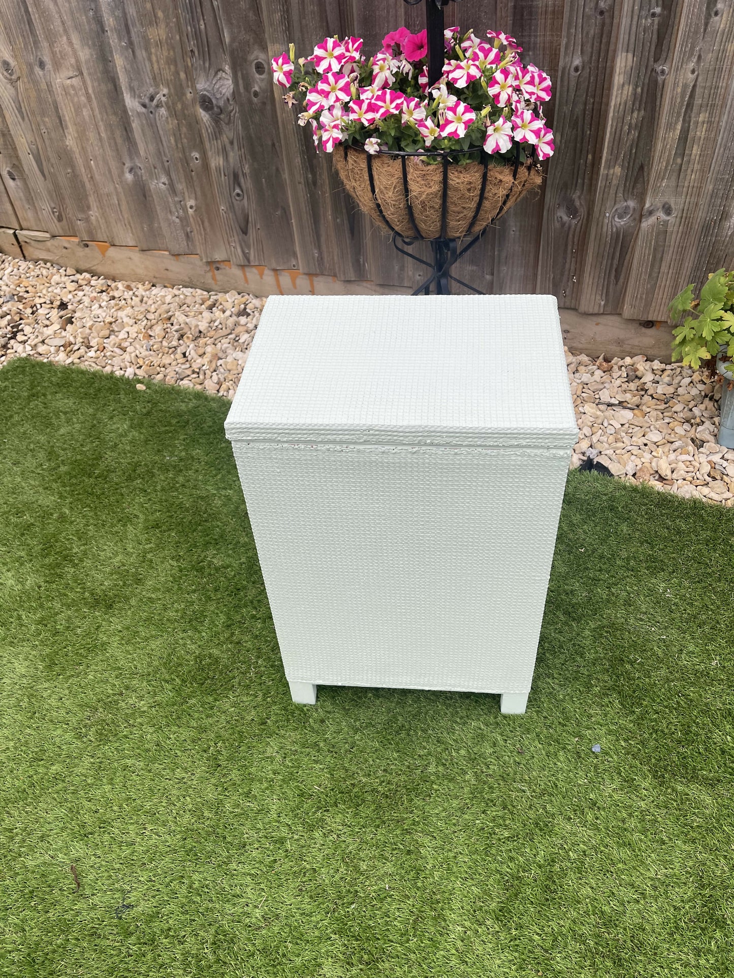Mid century laundry basket repainted light green