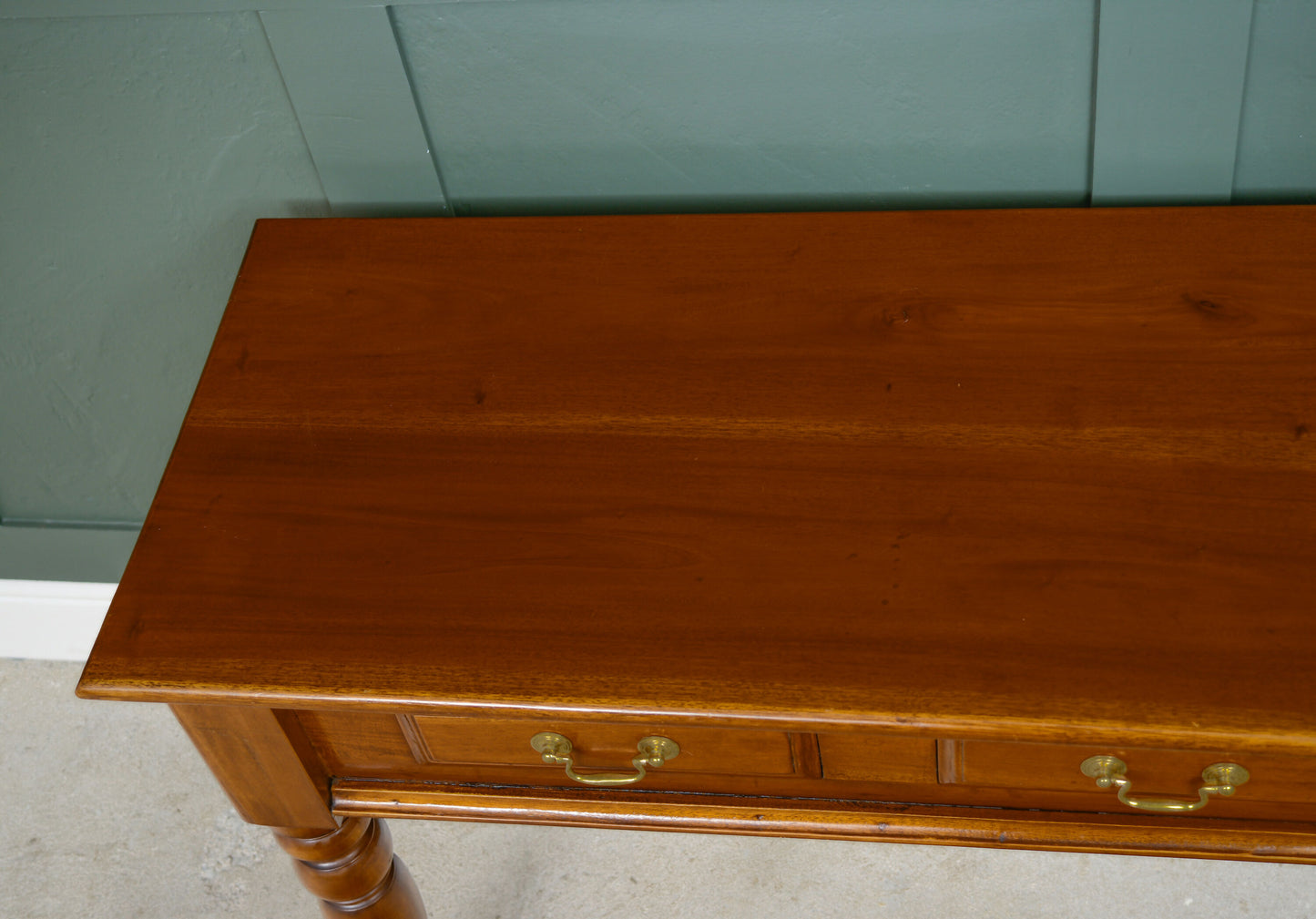 Antique Style Long Console Table - Hardwood Mahogany Finish