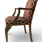 Antique Upholstered Armchair 93cm High 57cm Wide Red Pattern Fabric Wooden Frame