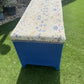 Lloyd loom 1950s storage box/ ottoman blue with William Morris style velvety feel too. Completely newly restored