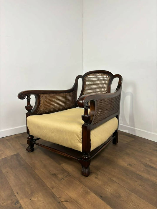 Edwardian Beech Framed Bergère Armchair