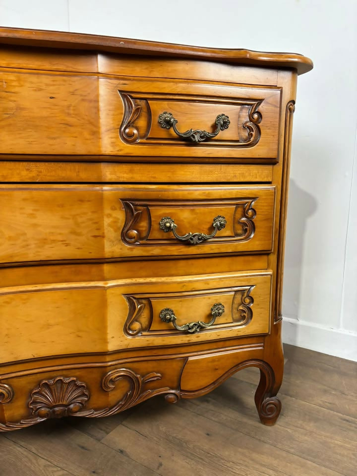 French Style Three Drawer Mahogany Bedroom Chest