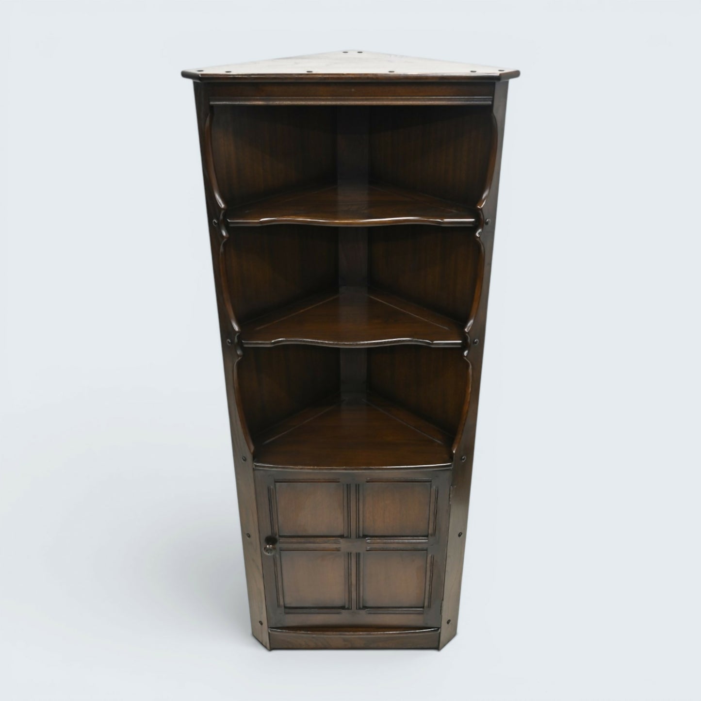 Ercol Old Colonial Corner Cabinet with Shelves and Cupboard FREE UK Delivery