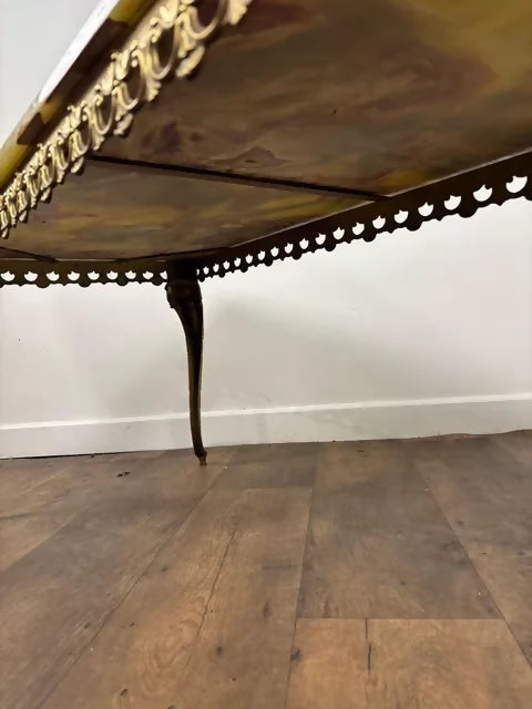 Vintage Marble Top and Brass Base Coffee Table
