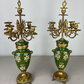 Mantel Clock Set Antique French Garniture Porcelain Bronze Candelabras LOT 3620