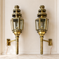 Pair of Wall Lights Antique French Style Lantern Sconces Glass LOT 6478