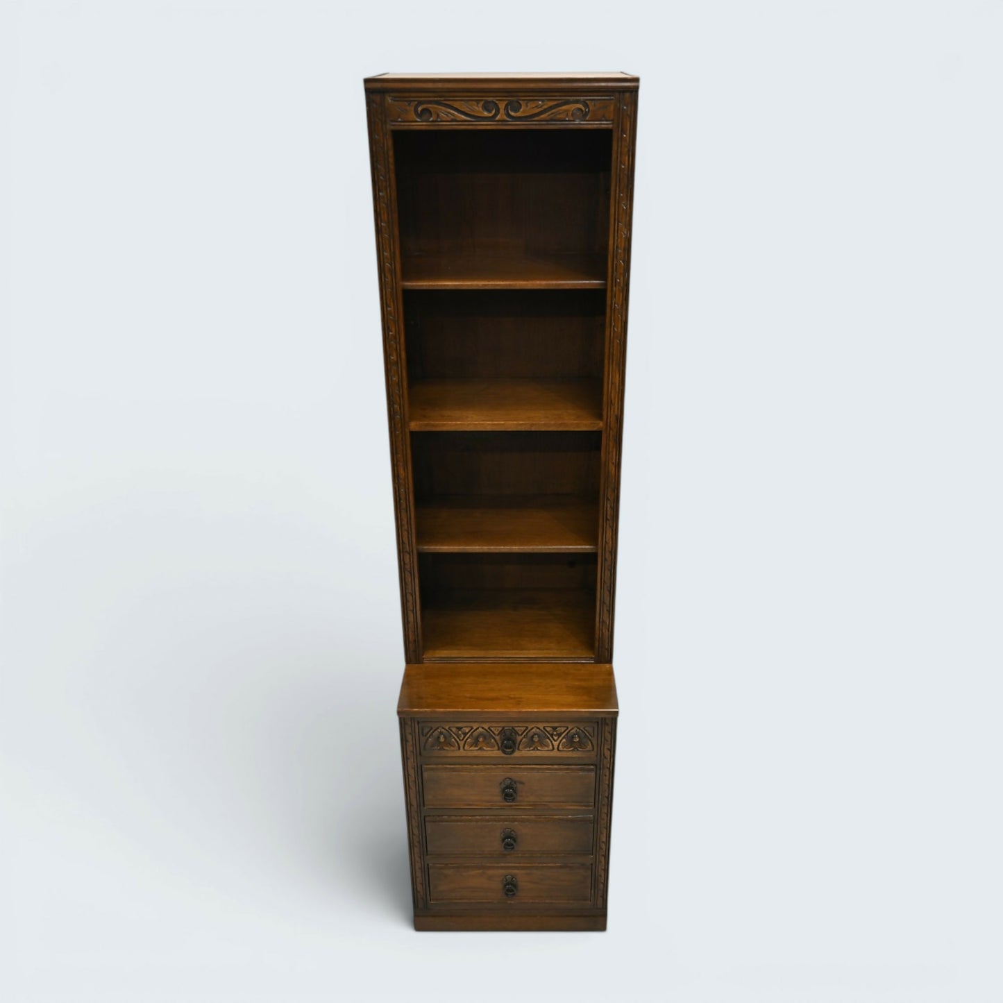 Old Charm Narrow Bookcase 4 Drawers 3 Shelves Light Oak FREE UK* Delivery