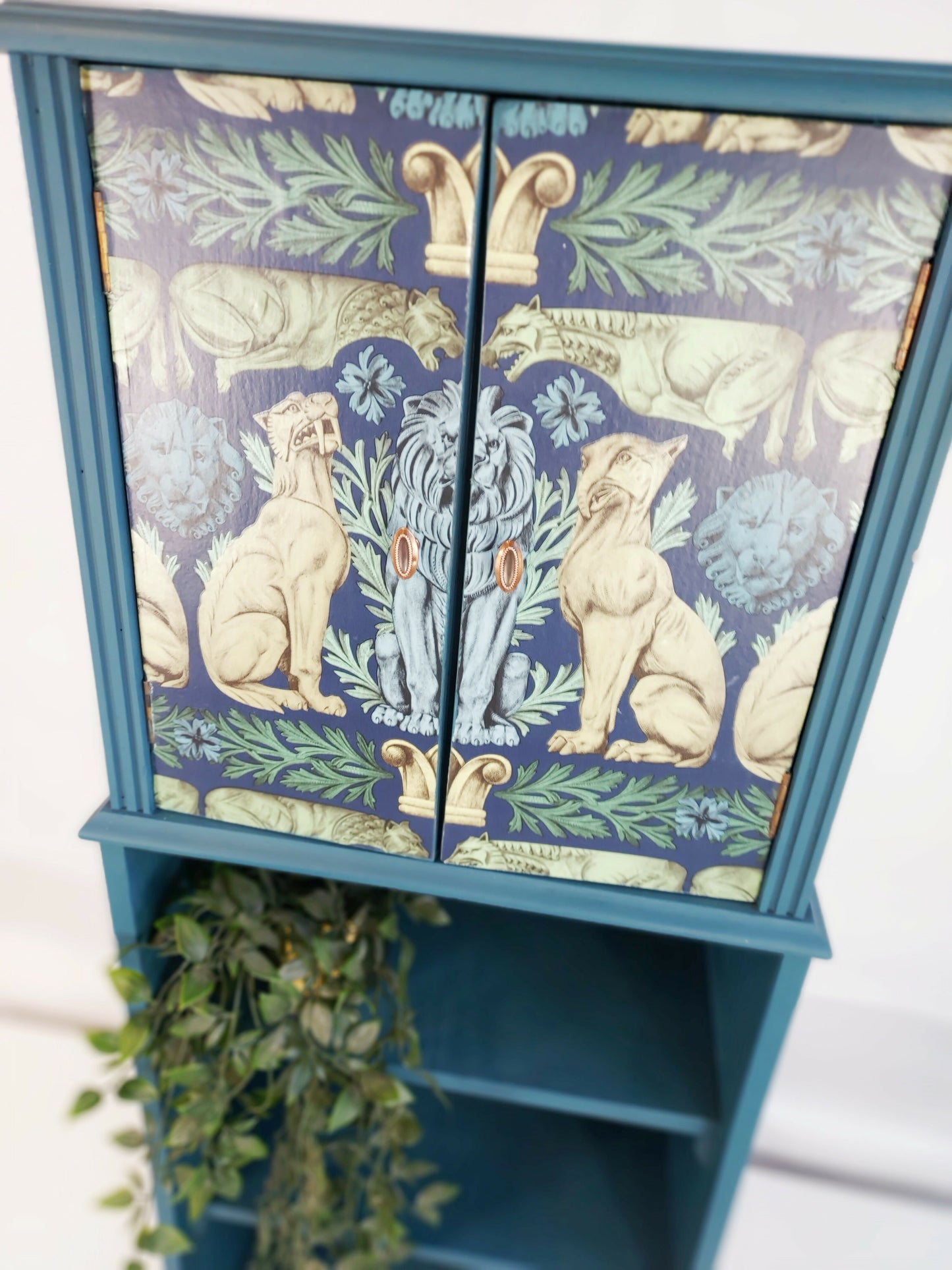 Teal Cabinet With Decorative Front