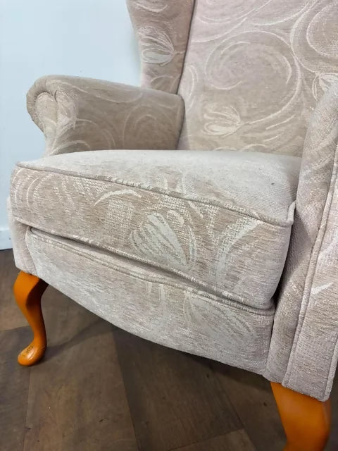 Vintage Style Cream Fabric Wingback Armchair