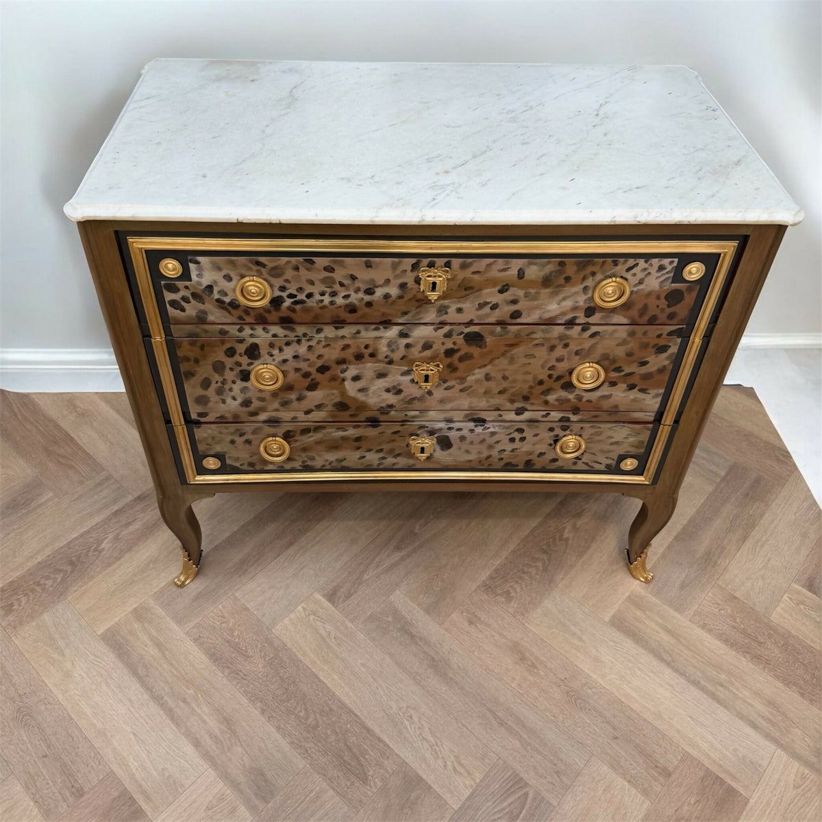 Leopard Print French Style Chest Of Draws / Dresser