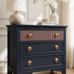 Hand-Painted Navy & Coral Vintage Chest of Drawers