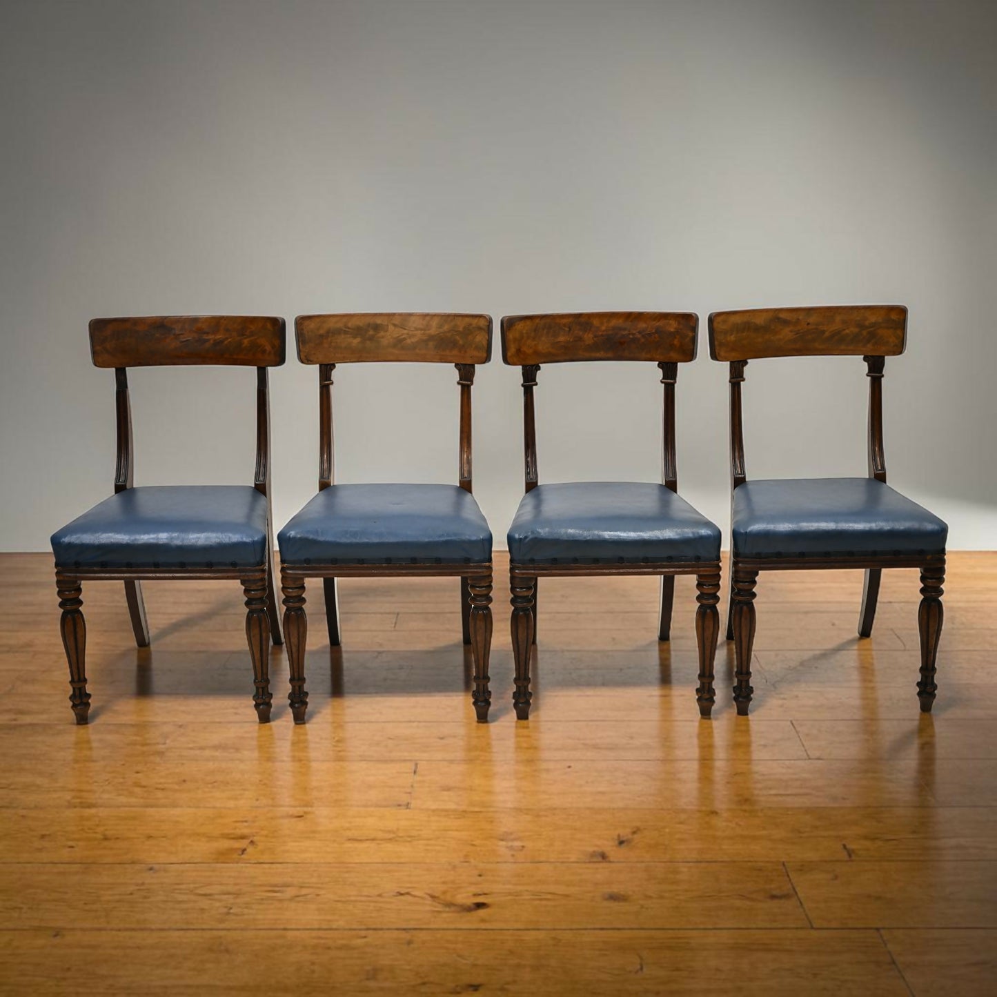 Early Victorian Dining Chairs Mahogany Faux Leather Upholstery FREE UK Delivery